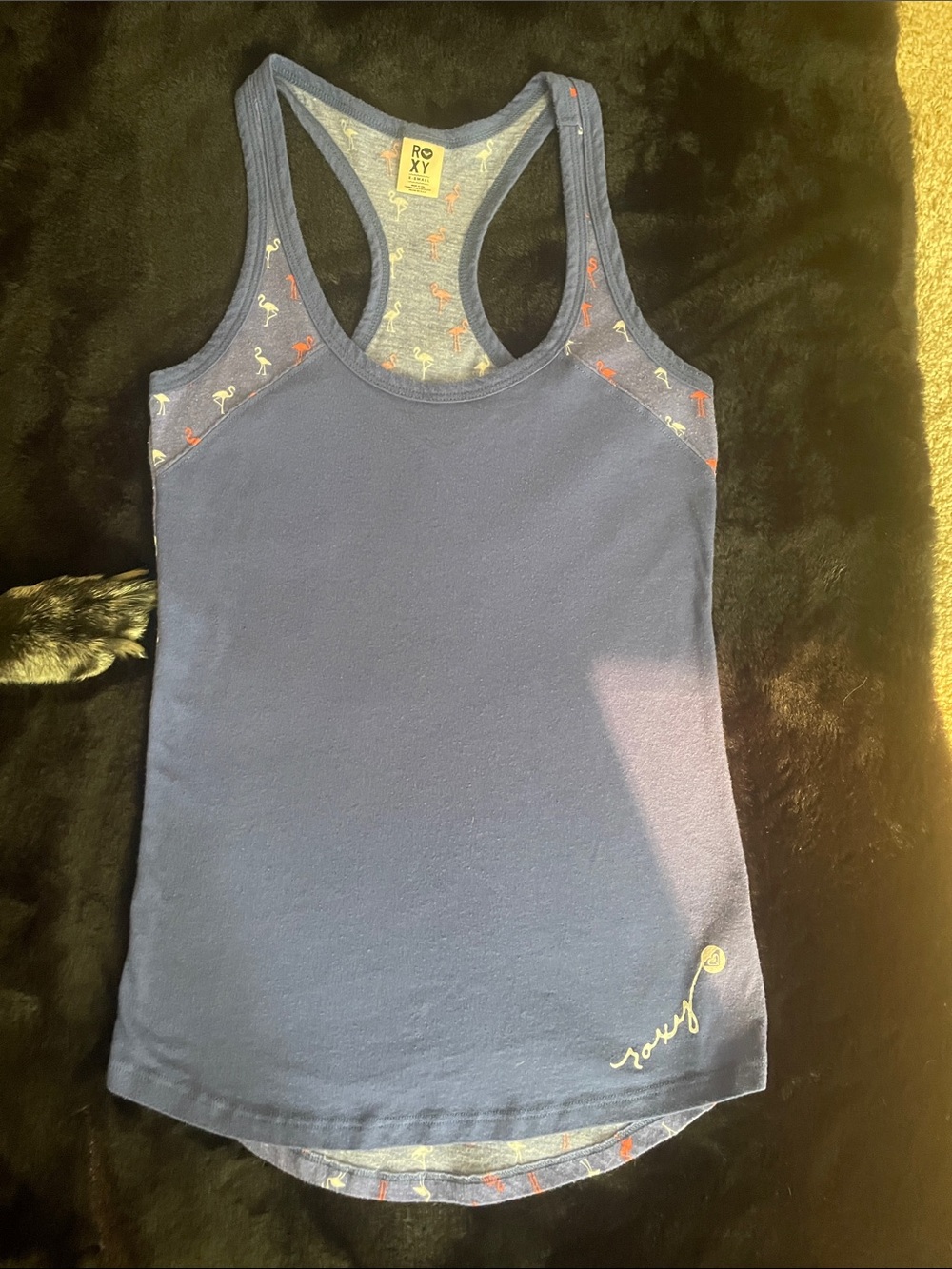 Roxy Blue Racerback Tank with Flamingo Accents women’s xs